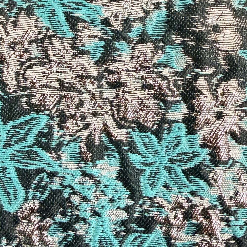 Club Monaco Metallic Brocade Mini Dress Size 00 Teal Silver Party Glam - Picture 4 of 14
